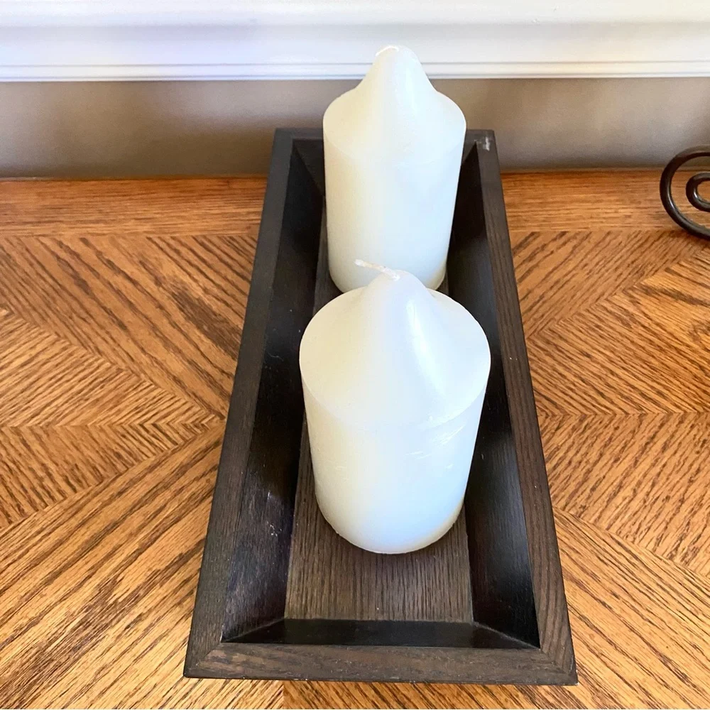 🐭 SALE! White Barn Candle company large wooden candle tray in brown Bath & Body - Picture 2 of 7